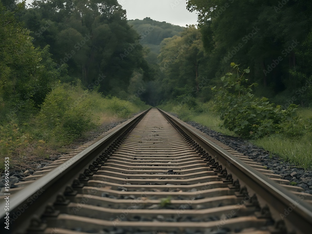 Obraz premium Abandoned Railway in Wild Nature