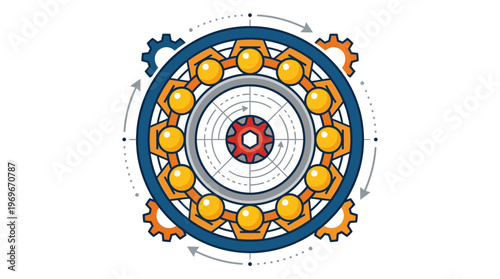 Detailed illustration of mechanical gear system.