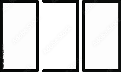 Three blank rectangles with thick black outlines, arranged vertically