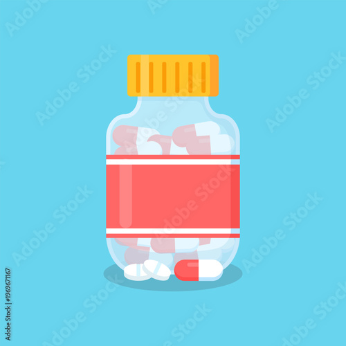 Medicine Bottle with Pills Illustration