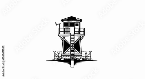 Tower with ladder and fence