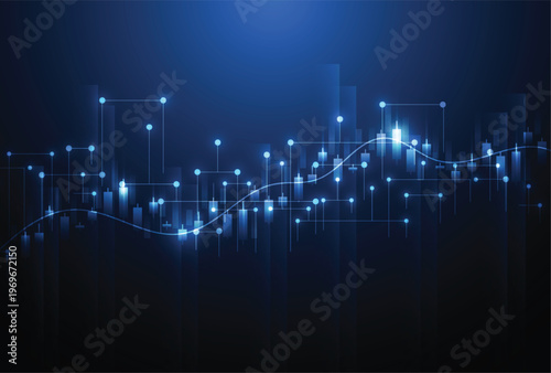 Business candle stick graph chart of stock market investment trading on white background design. Bullish point, Trend of graph. Vector illustration