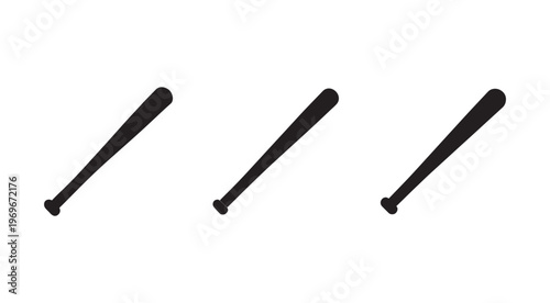 Three baseball bats lying on a surface in different positions  sports equipment