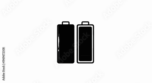 Two black battery icons, one solid, one outlined, on a white background