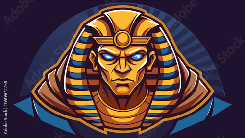 Iconic pharaoh design featuring bold colors and sharp lines with an ancient Egyptian theme for modern artwork or branding