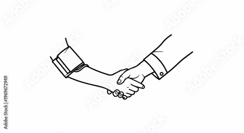 Two hands clasped in a formal handshake, illustrating agreement or partnership