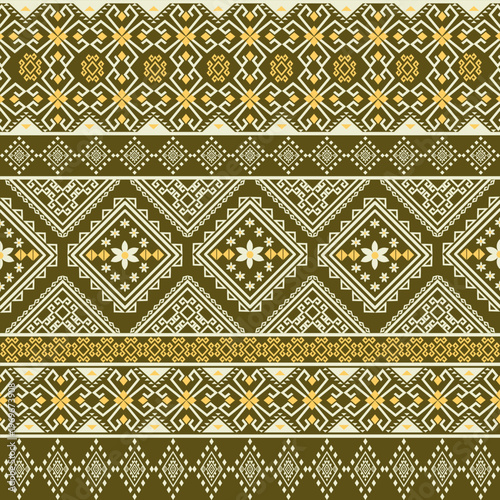 Geometric Tribal Pattern An intricate display of cultural design, featuring detailed geometric shapes and motifs in earthy tones, evoking a sense of heritage, pattern and elegance.