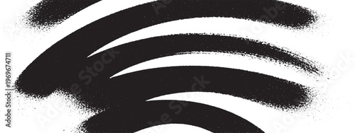 Black spray paint abstract swirl graphic with black and white with paint splatter white background hand drawn
