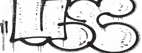 Graffiti letters "lbs" with black spray paint drips with black and white street art urban art graffiti background grunge background texture modern