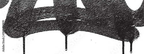Graffiti style text with drips with spray paint street art black and white