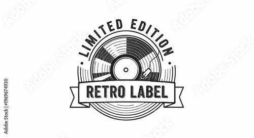 Vintage record emblem with "Limited Edition" and "Retro Label" text