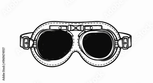 Vintage-style pilot goggles with leather frame and adjustable straps