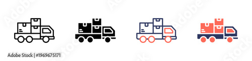 cargo icon set multiple style collection