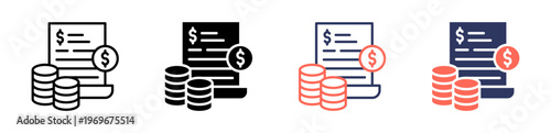 invoice icon set multiple style collection