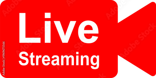 Red live streaming logo with white text and k symbol isolated on transparent background