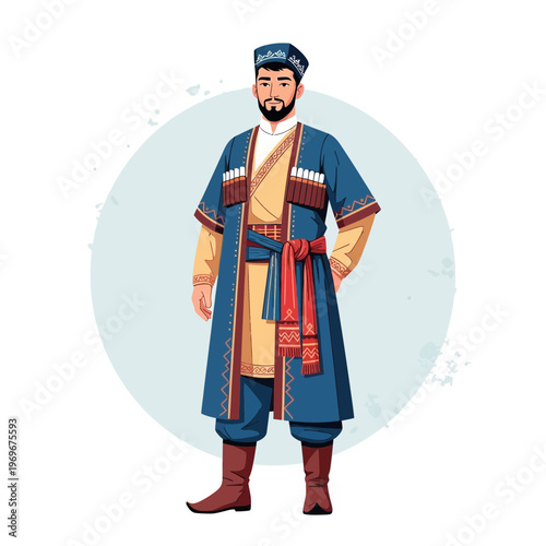 Man in Traditional Caucasian Circassian Costume