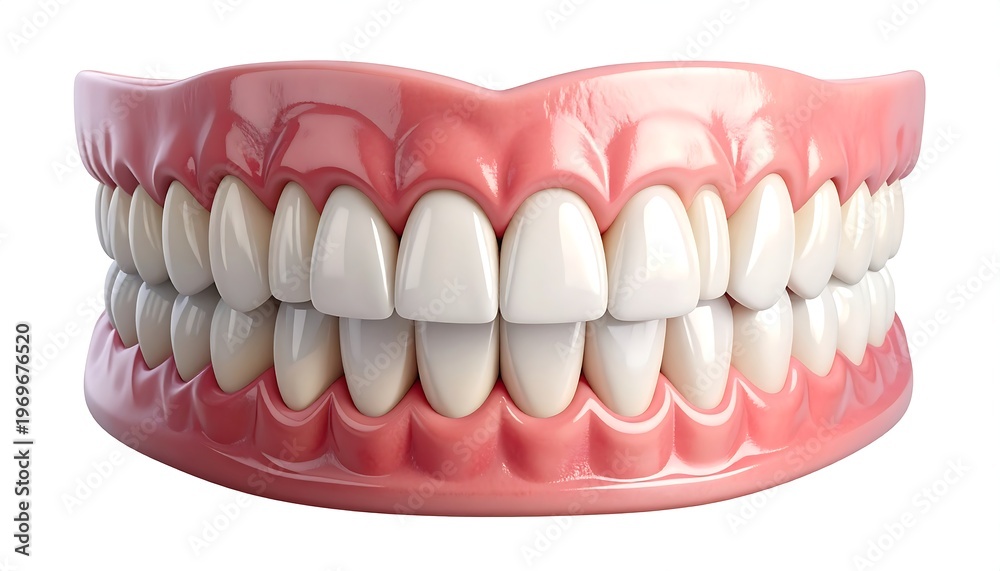 Obraz premium A dental model with upper and lower teeth and gums