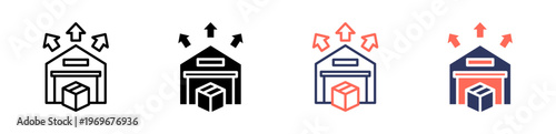 distribution center icon set multiple style collection