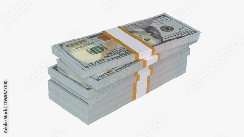 United States 100 Dollar Money Bill Lots Turnaround seamless Loop