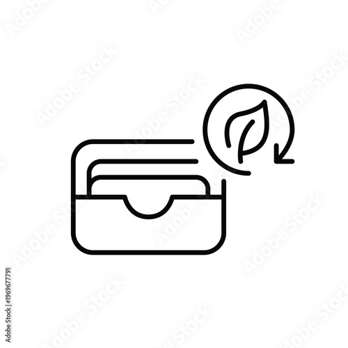 Credit card wallet, leaf and renew arrow. Green payment renewal, sustainable money update. Pixel perfect, editable stroke vector icon