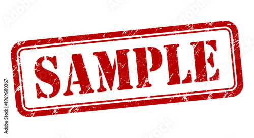 Red sample rubber stamp vector, vintage grunge texture ink imprint, weathered rectangular seal for business