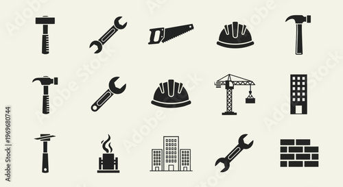Construction and Building Tools Icons Set.