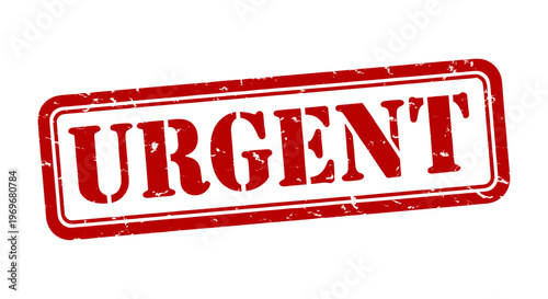 Urgent red rubber stamp vector, distressed grunge texture mail icon, priority message sign for business documents