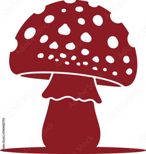 Spotted Mushroom Icon - Minimalist Red Vector Silhouette for Nature, Forest, or Botanical Designs