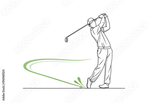 Golfer Swinging a Club in a Dynamic Motion During a Golf Game