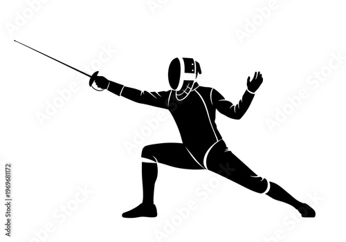 Fencing athlete in action with sword, demonstrating combat sport prowess