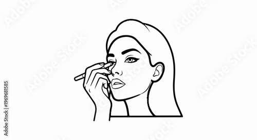 Woman applying makeup with a brush to her eye area
