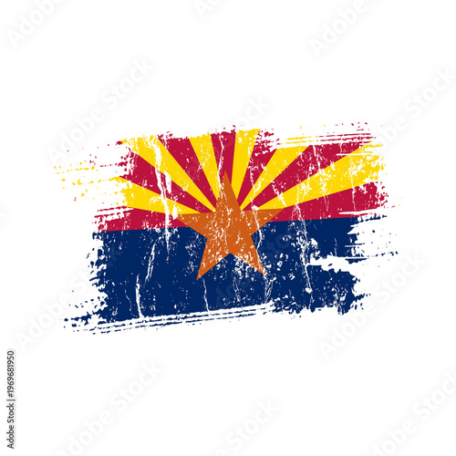 Arizona flag with grunge effect - vector illustration