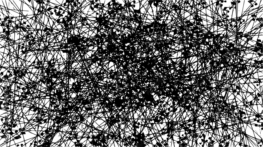 Obraz premium Chaotic Black Scribble Lines Abstract Background