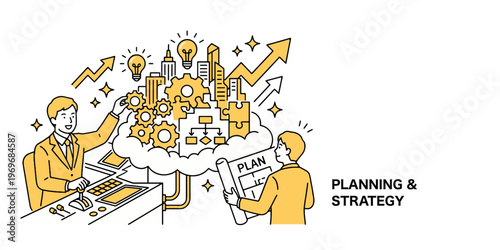 成長するための目標設定　企画と戦略のイメージイラスト