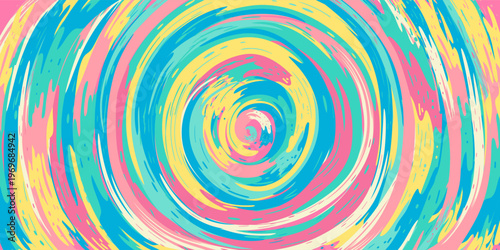 Abstract yellow pink blue hues swirling groovy sunburst  with liquid marble spiral texture background perfect to use as wallpaper, backdrop or web banner