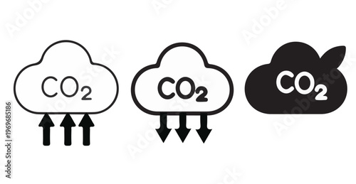 Carbon Dioxide Emissions and Global Warming Concept - CO2 Cloud Icons