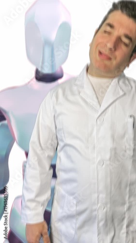 This high-quality 3D medical visualization explores the transformative synergy between the human Medicus (physician) and Artificialis Intelligentia (AI) within the modern healthcare sector. 