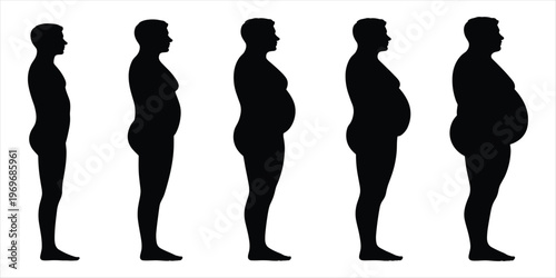Male Body Mass Index Progression Silhouettes weight obesity