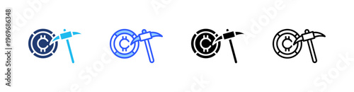 Crypto Mining Multiple Style Icon Set Collection Pack Web Banner Vector 