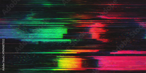 Abstract dynamic composition of a digitized, artistic glitch effect with streaks of vibrant color.