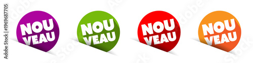  Text "Nouveau" , "New" in french
