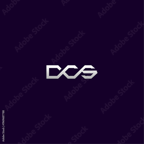 Professional futuristic typography niche for the technology industry, featuring a sharp geometric style. This DCS monogram is designed for versatile use in software branding, gaming identities 