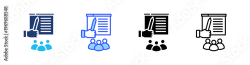 Lecture Multiple Style Icon Set Collection Pack Web Banner Vector 