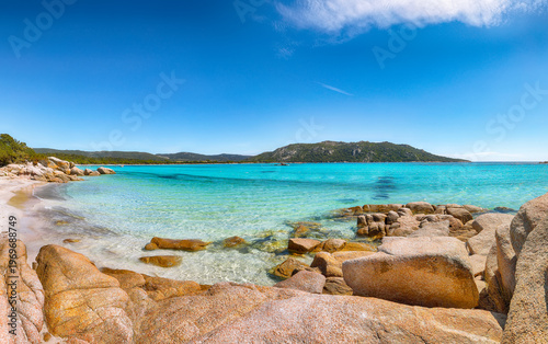 Breathtaking view of  beach of Santa Giulia resort.