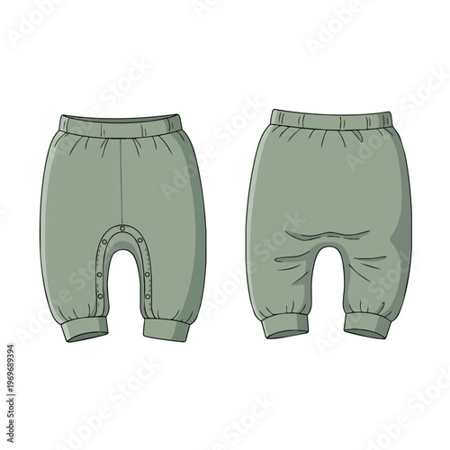 Baby Pants Fashion Sketch Illustration