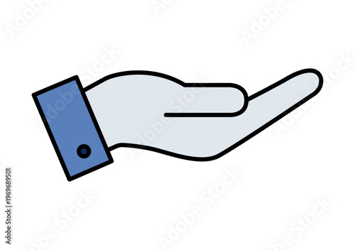 Icono de una mano abierta con la palma hacia arriba en gesto de ofrecer o pedir ayuda