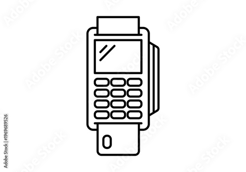 Icono de un terminal de pago electrónico con tarjeta bancaria insertada para transacciones comerciales