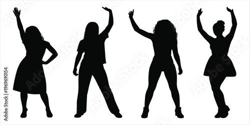 Bild auf Leinwand Women Silhouettes Dancing on White Background illustration untitled