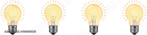 Light bulb icons set vector illustration featuring glowing idea concept lamps with different styles isolated on white background