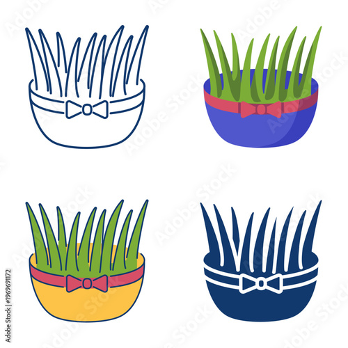 Sprouted wheat icon set